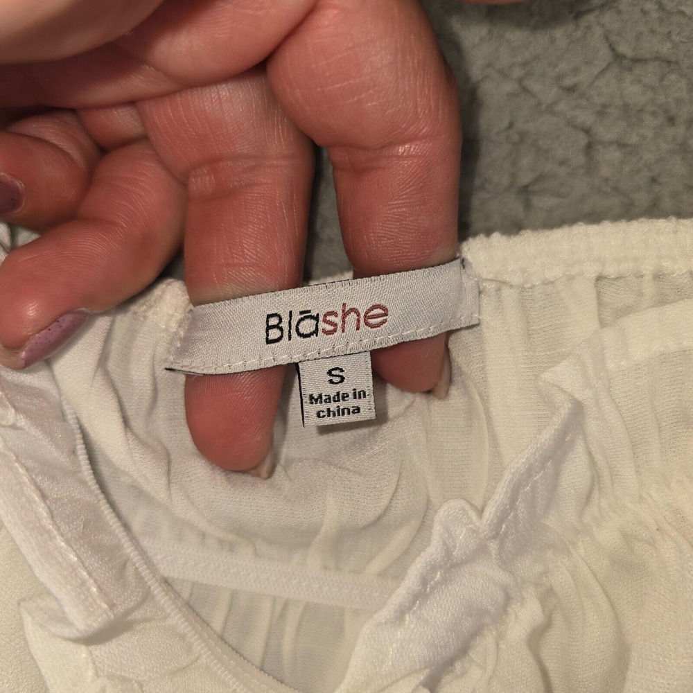 Blashe Ruffle Crop Top Womens Small‎ Lot of 2 White Pink Ruched Camisole - Picture 15 of 16